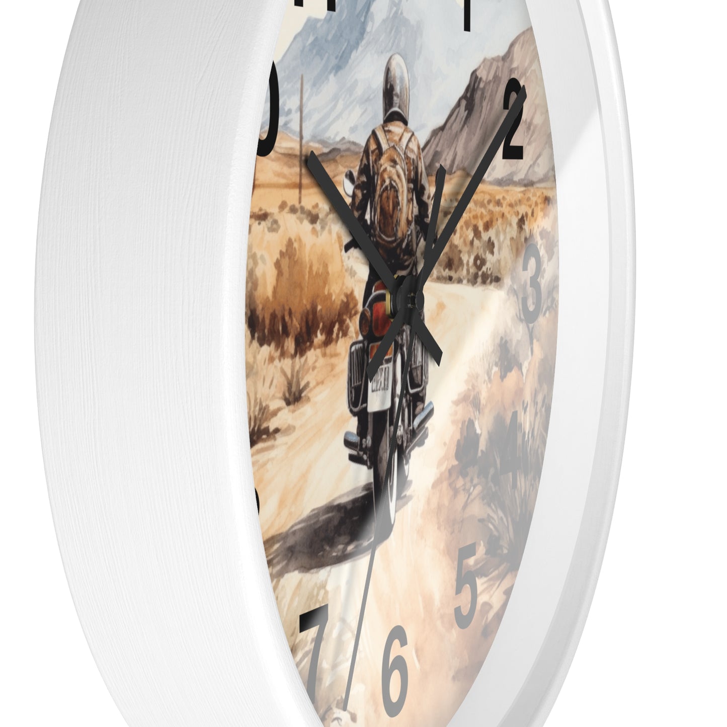 Desert Open Dirt Road Motorcycle Wall Clock | Scenic Biker Decor | Battery Operated | Unique Gift for Motorcycle Enthusiast Motorcycle Decor