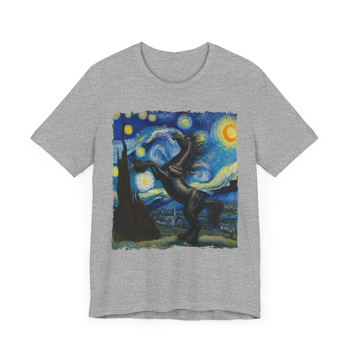 Majestic Black Horse Night Sky Shirt | Starry Night Inspired Equine Art | Perfect Gift for Horse Lovers | Elegant Horse Humor Tee Horse GIft