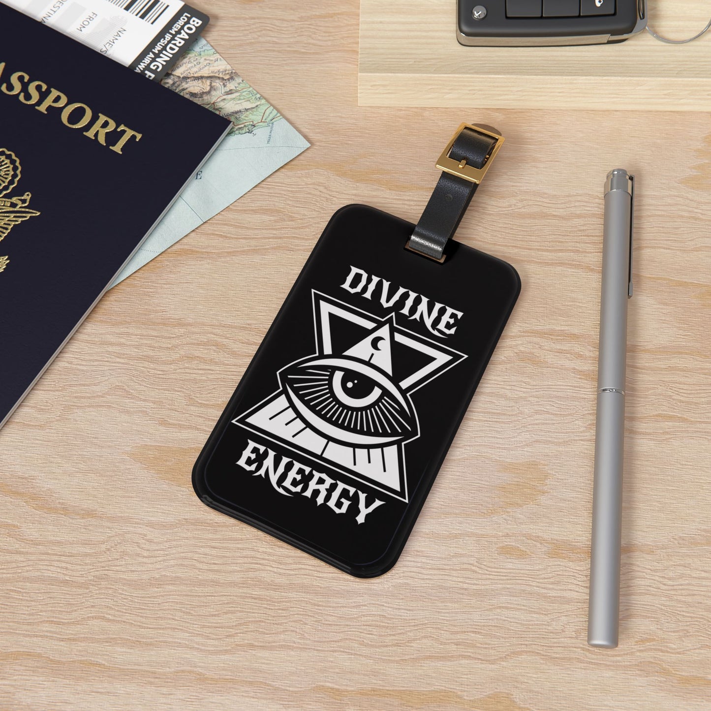 Divine Energy Luggage Tag | All-Seeing Eye Design | Witchy Vibes with Goth Style | Unique Travel Accessory for Mystical Souls Witchcraft Tag