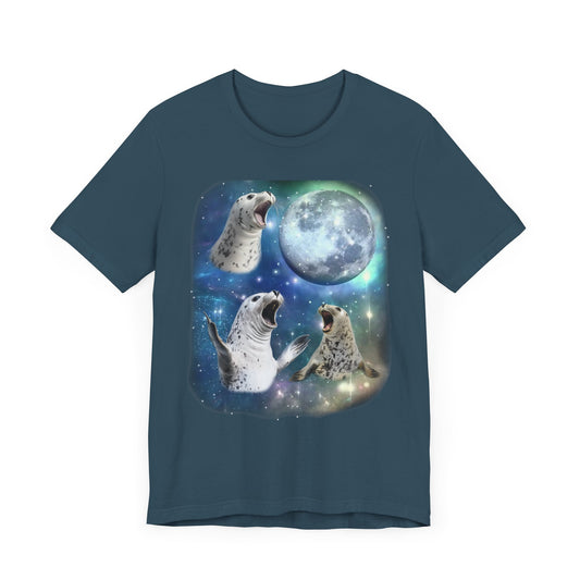 Seal Howling at the Moon Shirt | Vintage 90s Inspired Seal Tee | Funny Sea Lion Lover Gift | Retro Aquatic Animal Vibes Humorous Seal Design