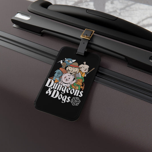 Dungeons and Dogs Luggage Tag | Funny Dog Lover Baggage ID | Nerdy Parody Travel Accessory | Fantasy Roleplaying Gift for Canine Fans