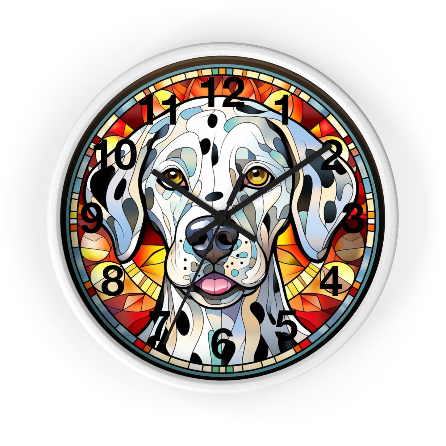 Colorful Stained Glass Dalmatian Wall Clock | Battery Operated | Charming Dog Lover Decor Perfect Gift Dalmatian Fans Whimsical Home Accent