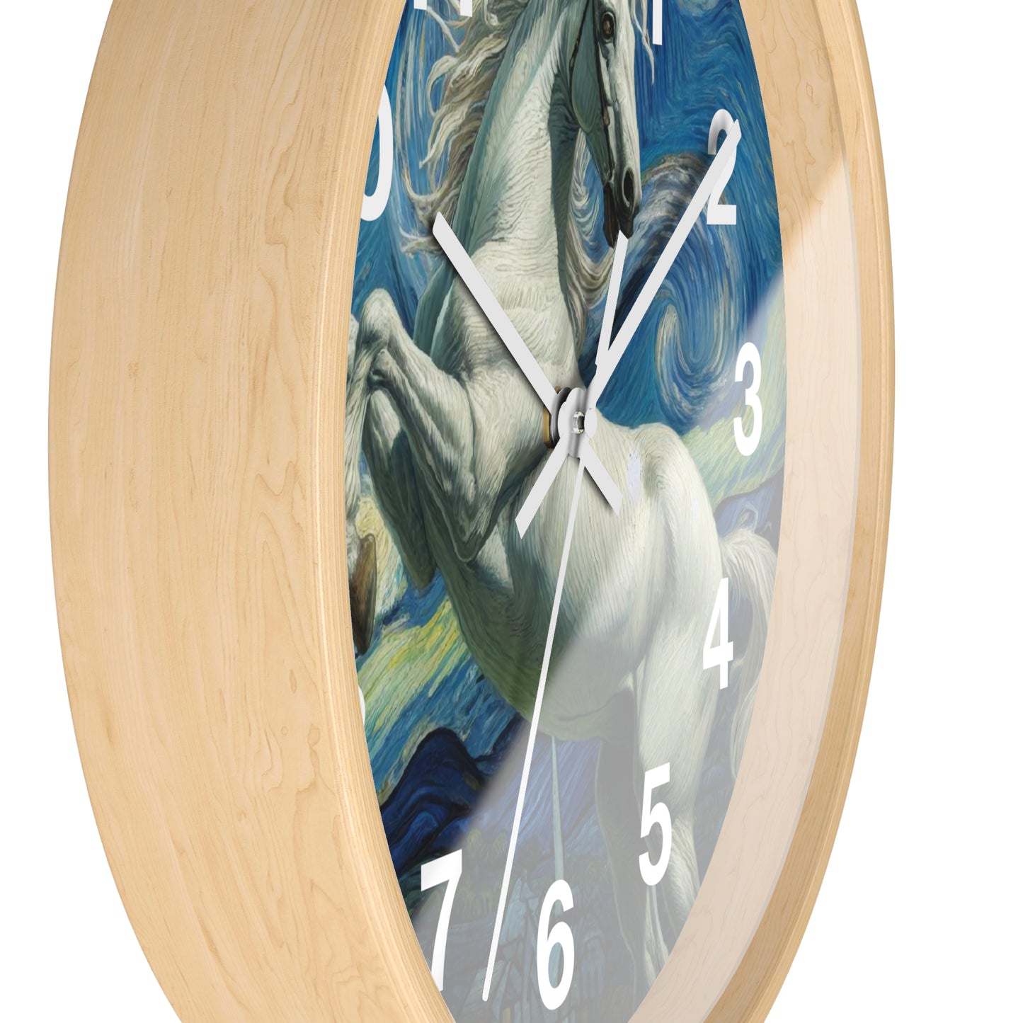 Majestic White Horse Night Sky Wall Clock | Battery Operated | Starry Night-Inspired Art | Perfect Gift Horse Lovers | Enchanting Wall Deco