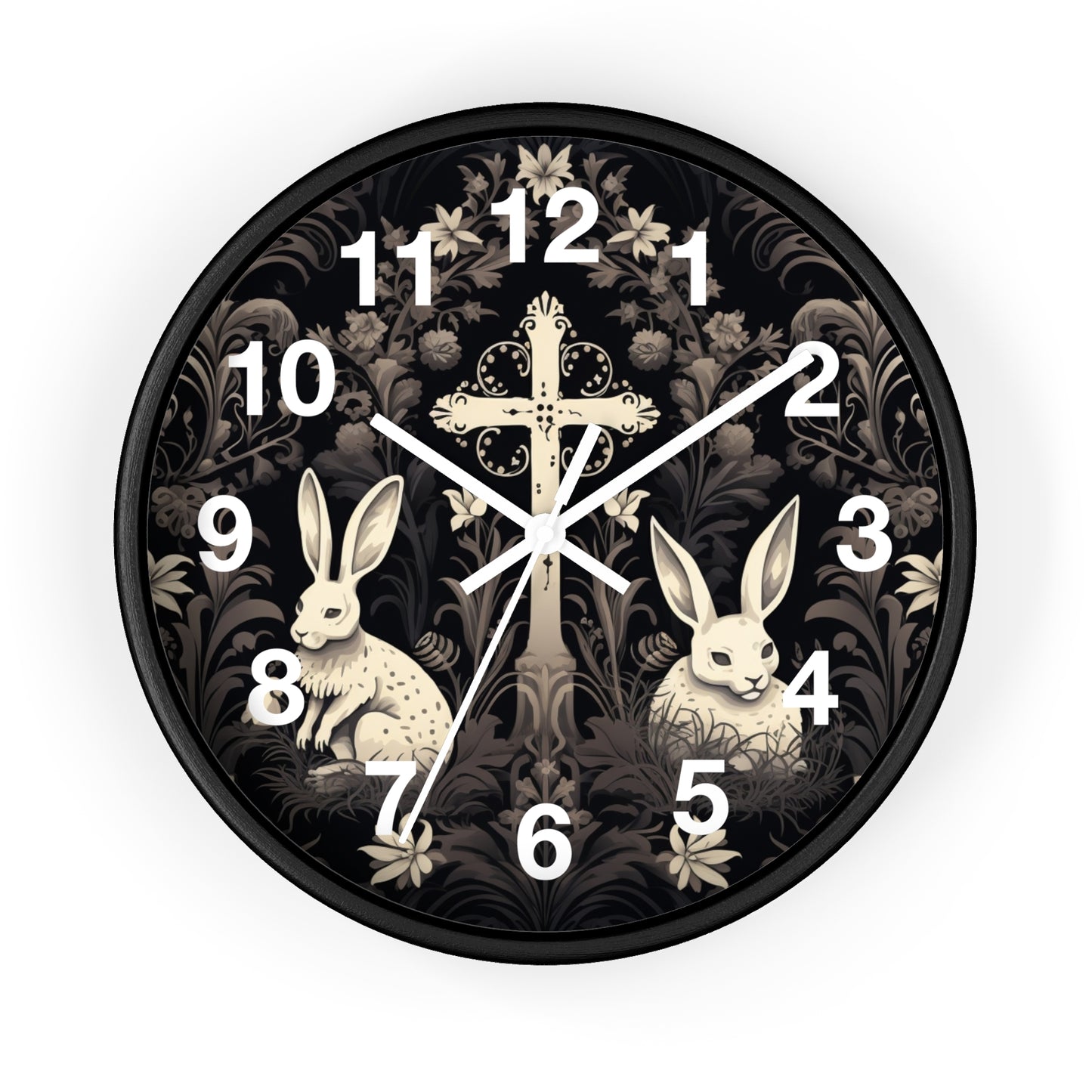 Dark Bunny Cross Gothic House Wall Clock | Haunted Home Decor | Gothic & Eerie Vibes | Battery Operated | Unique Halloween Gift