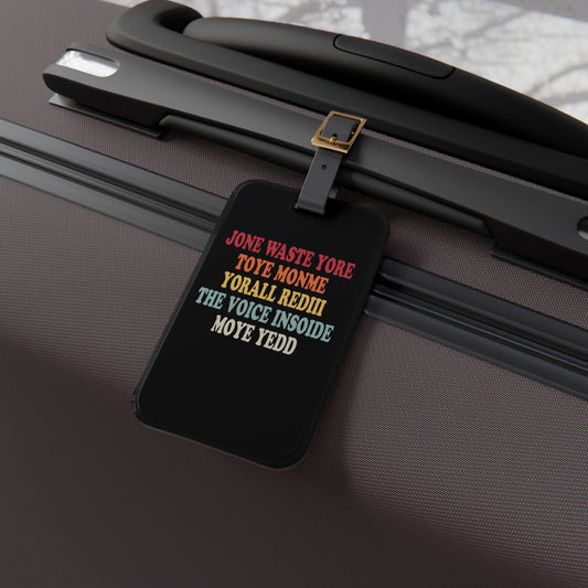 Jone Waste Yore Toye Monme Luggage Tag | Funny Meme Lyrics Design | Elder Emo Humor | Retro Punk Band Accessory for Emo Fans