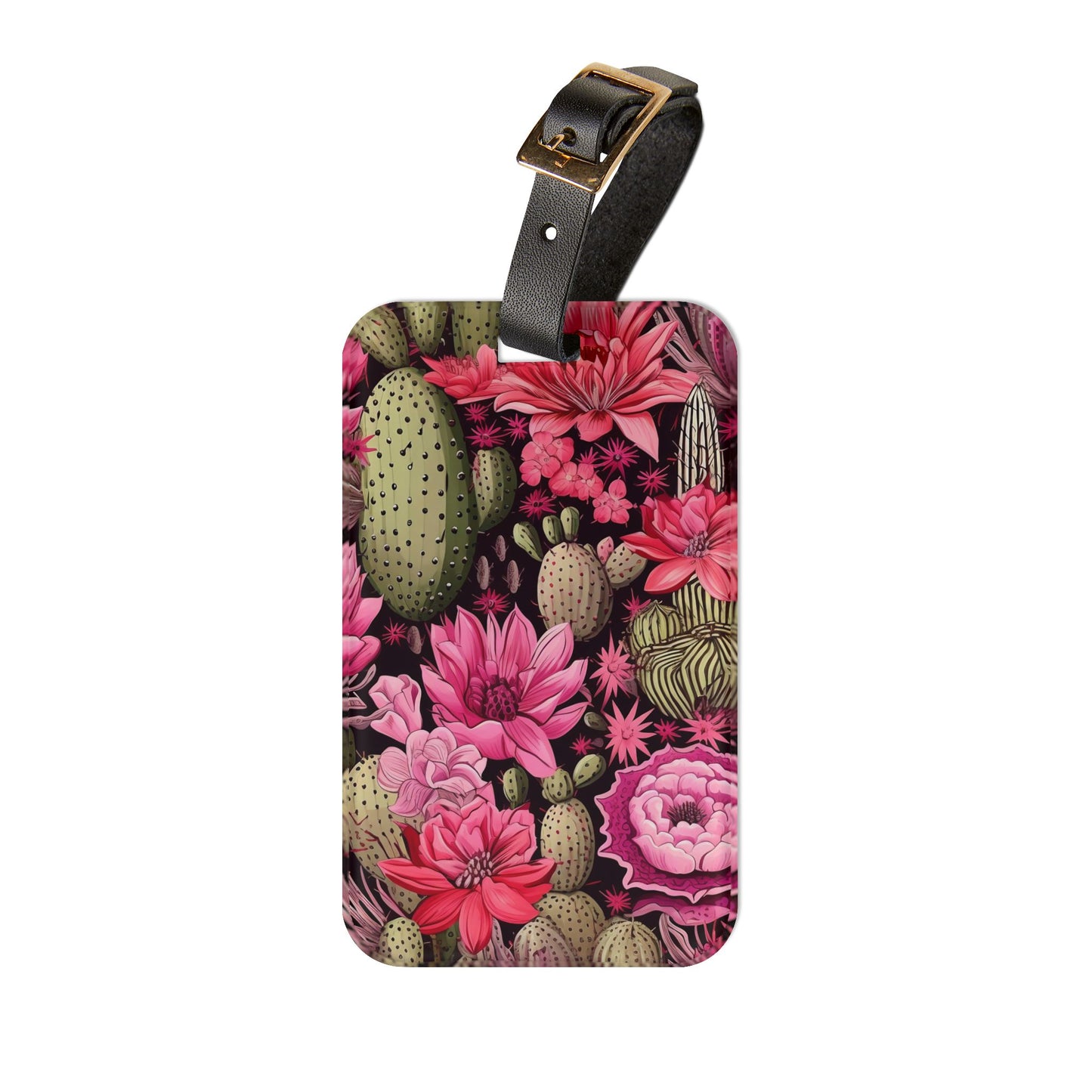 Elegant Cactus Floral Luggage Tag | Artistic Desert Vibe Travel Accessory | Trendy Boho Aesthetic Baggage ID | Delightful Gift Cactus Lovers