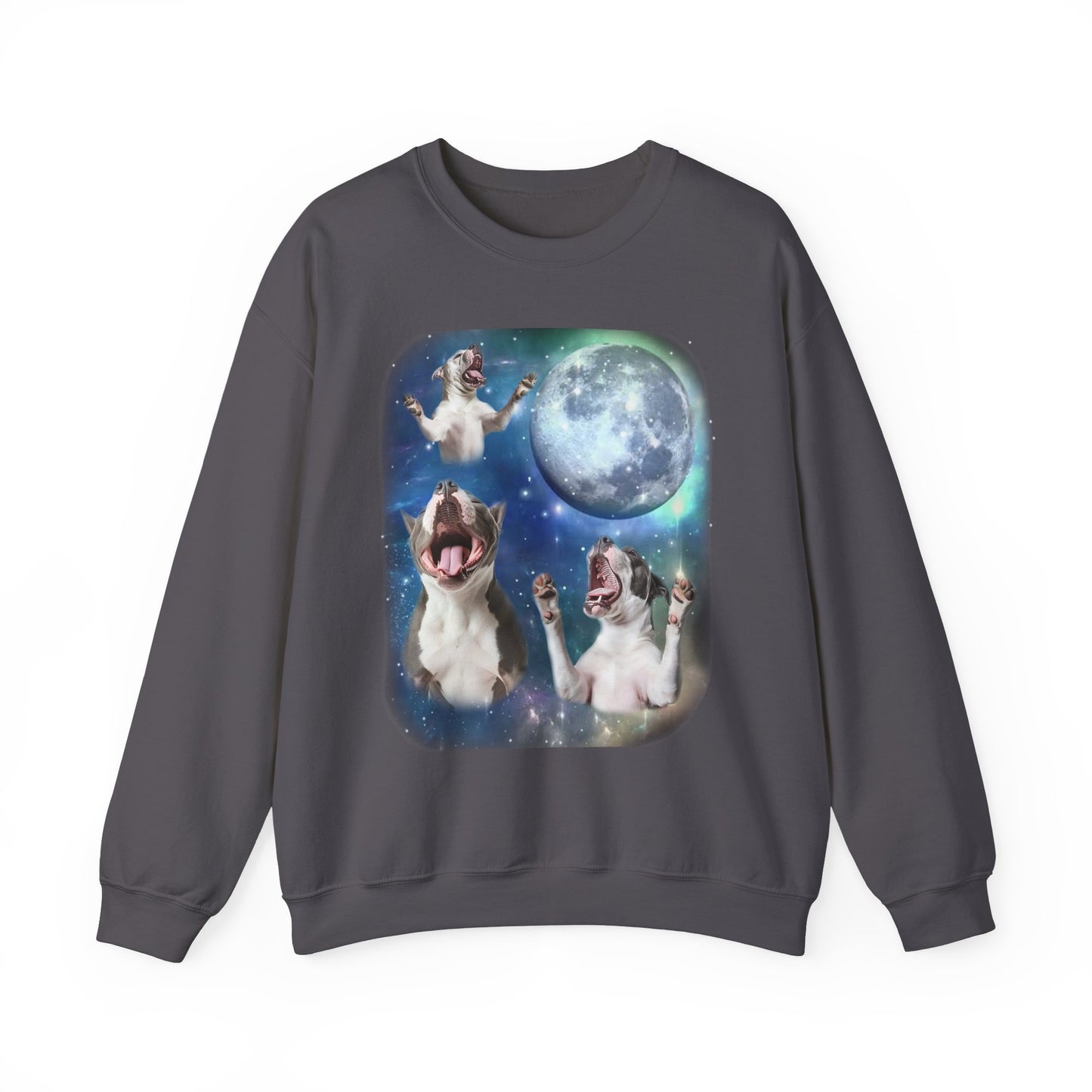 American Bully Howling at Moon Sweatshirt Dog Lover Pullover Sweater Funny American Bully Apparel Gift for Dog Lovers Cute 90s Inspo Sweater