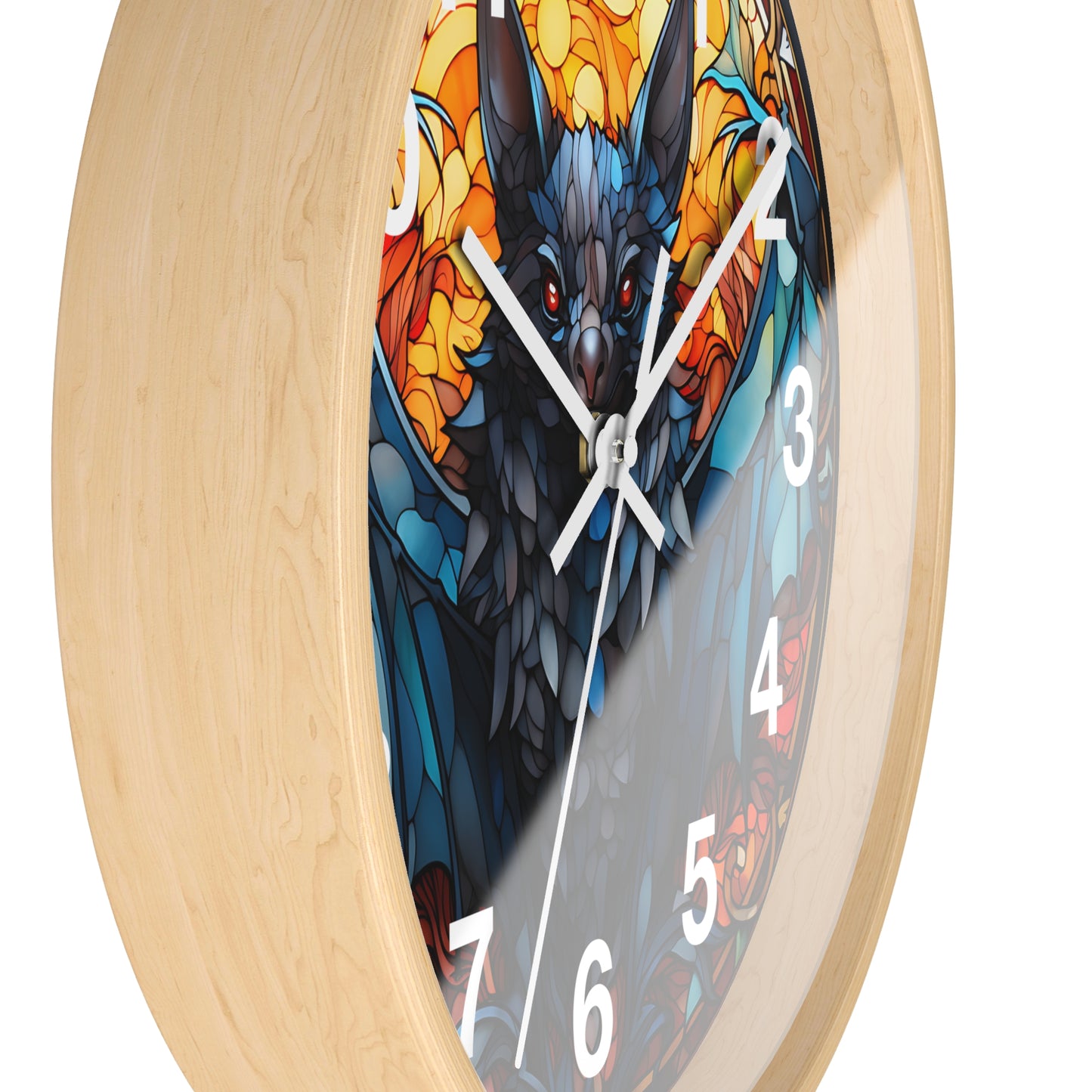 Halloween Bat Stained Glass Wall Clock | Battery Operated | Spooky Decor for Halloween | Perfect Gift for Bat Lovers | Unique Gothic Accent