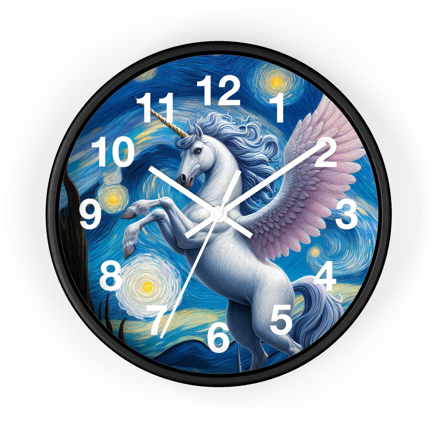 Magical White Unicorn Night Sky Wall Clock | Battery Operated | Starry Night-Inspired Art Perfect Gift Unicorn Lovers Enchanting Wall Decor