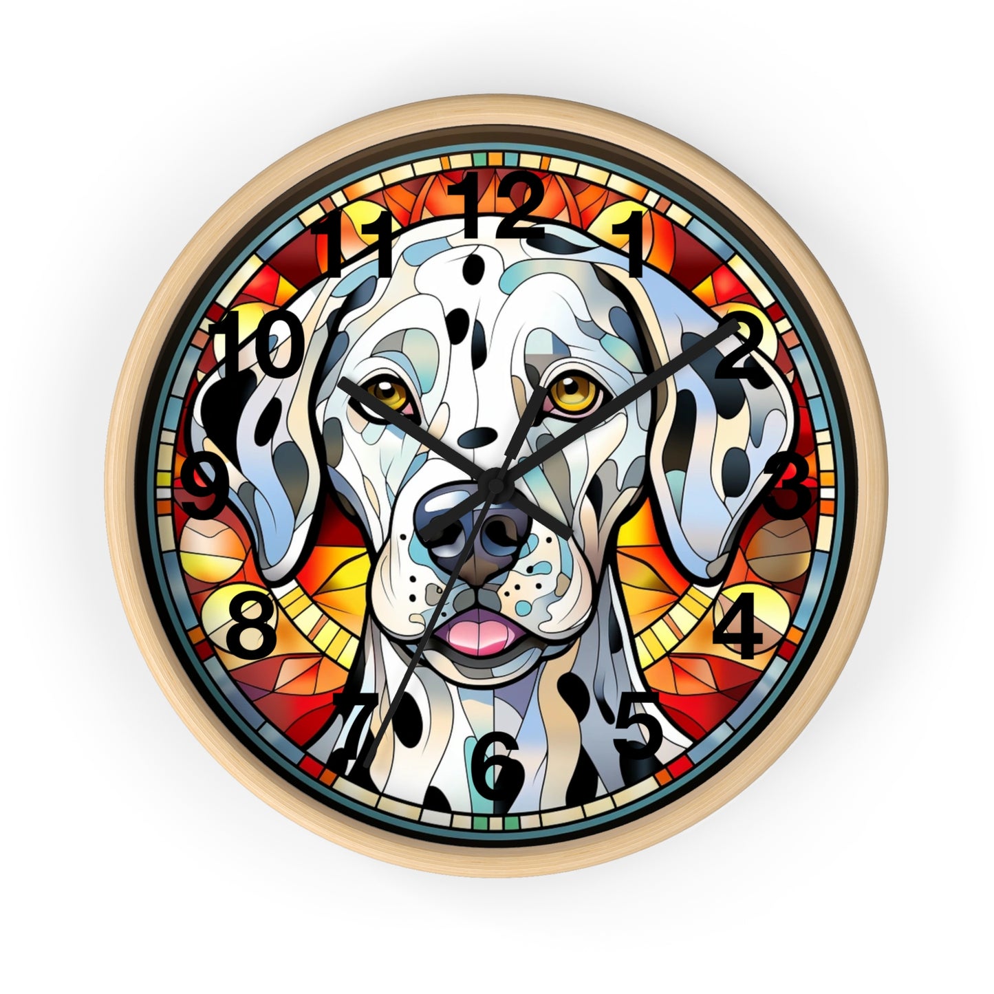 Colorful Stained Glass Dalmatian Wall Clock | Battery Operated | Charming Dog Lover Decor Perfect Gift Dalmatian Fans Whimsical Home Accent