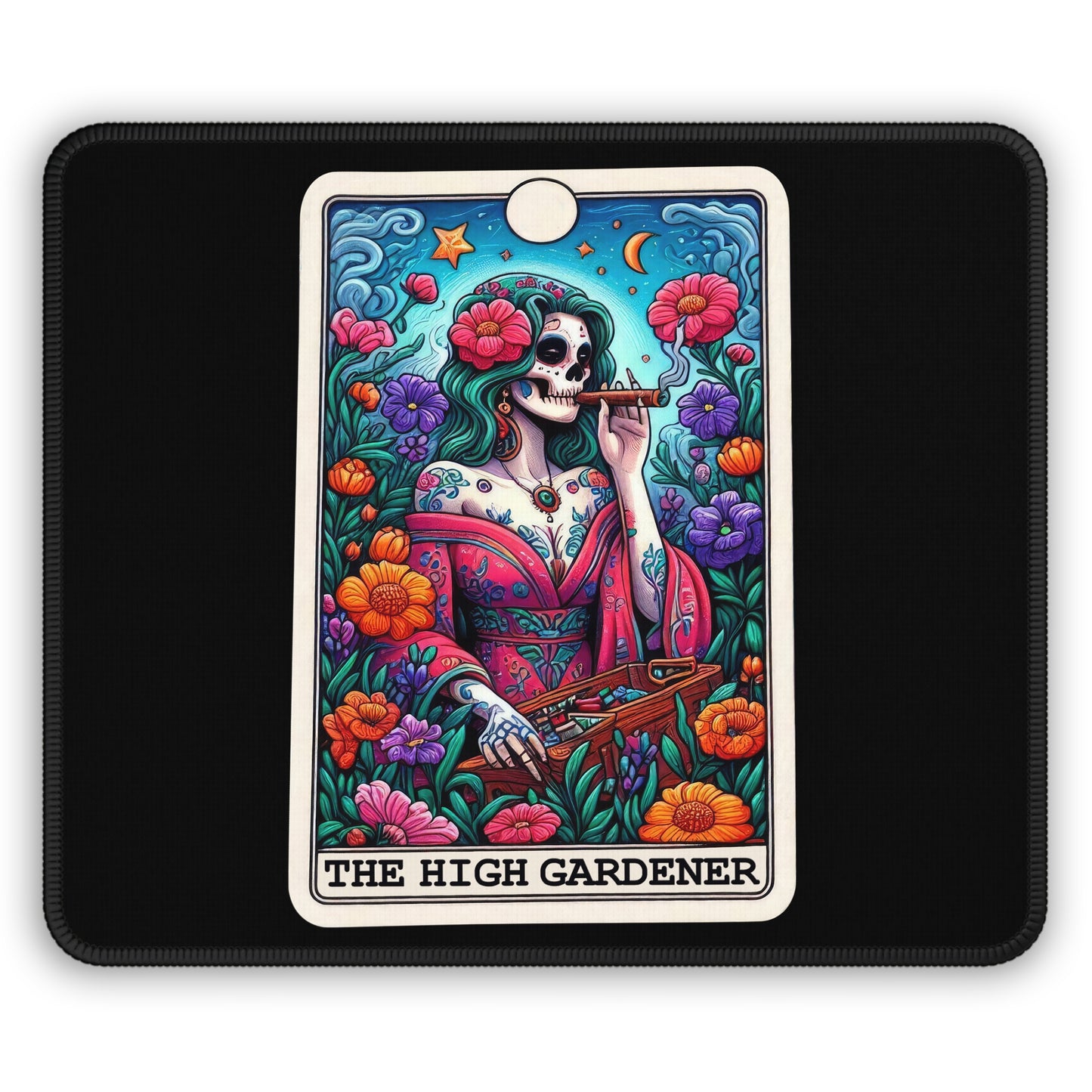 High Gardener Tarot Card Non Slip Mouse Pad Stoner Office Desk Decor Plant Lovers Gift Tarot-Inspired Desk Mat Cannabis Gardening Accessory