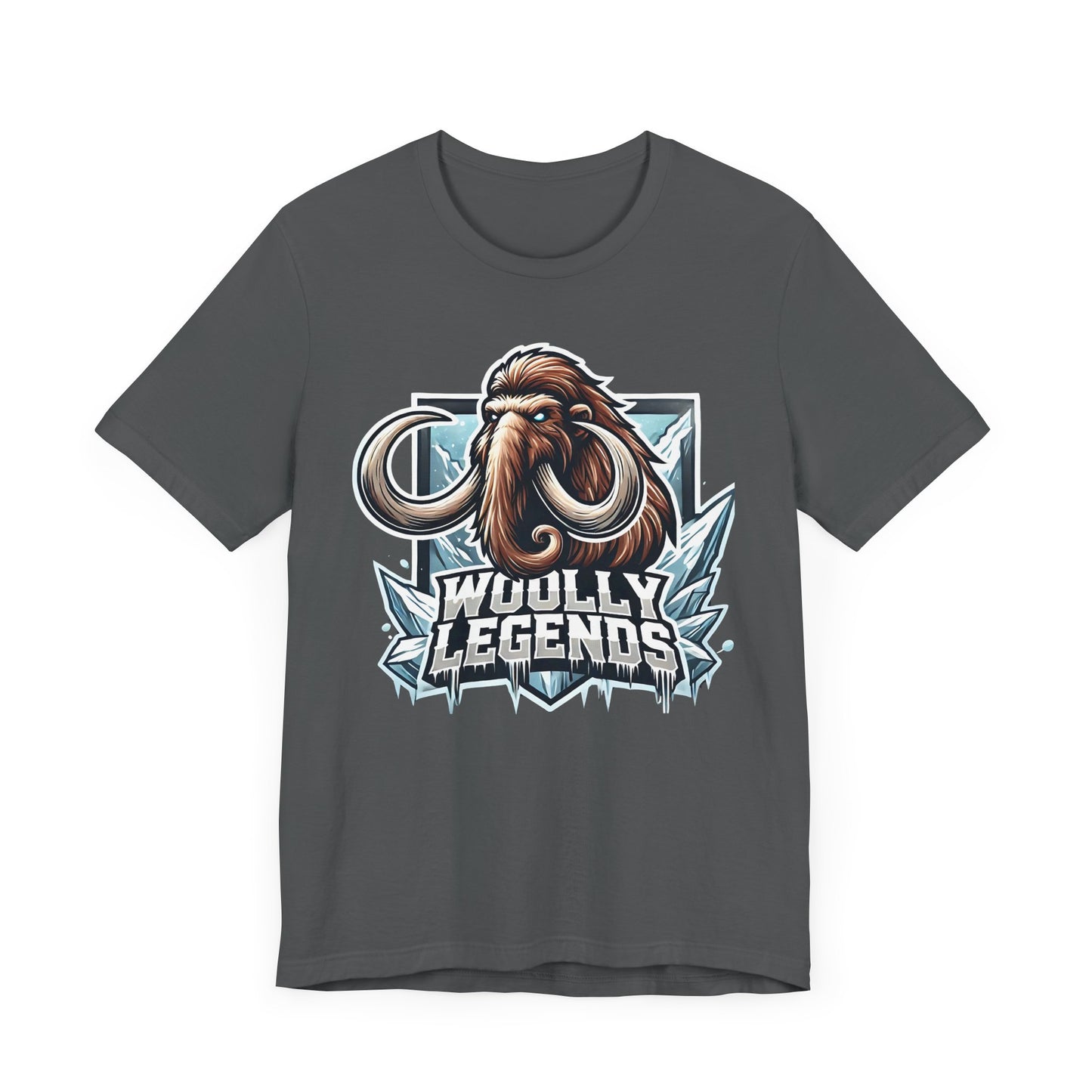 Woolly Legends Mammoth Shirt | Ice Age Warrior Design | Unique Gift Prehistoric Fans Gamers | Esports Jersey Style Graphic Tee Mammoth Lover