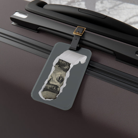 100 Dollar Bill Torn Away Luggage Tag | Benjamin Franklin Money Eyes Baggage ID | Streetwear Hustler Travel Accessory Founding Father Fans