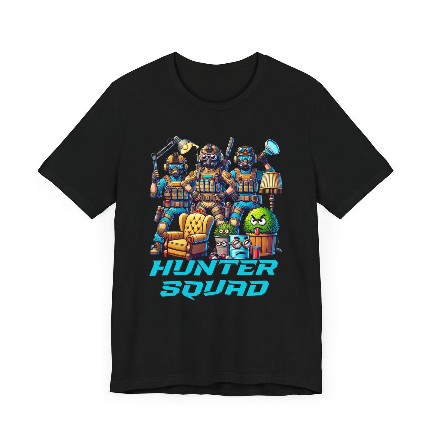 Hunter Squad Cartoon | Tactical Prop Hunt Team Design | Funny Gamer Illustration | Dynamic Props and Hunters Battle Scene | Tactical Cartoon