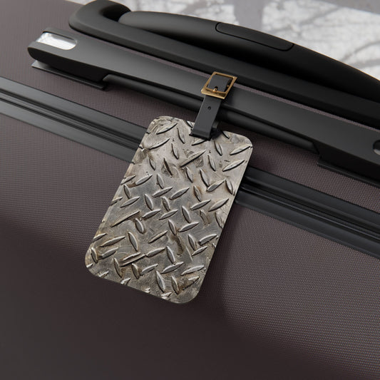 Brushed Steel Style Luggage Tag | Industrial Metal Pattern Baggage ID | Durable Travel Accessory for Metal Workers | Toolbox-Inspired Gift