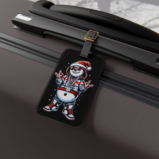 Cold Snowman Christmas Gangster Luggage Tag | Urban Style Travel Baggage ID | Hip Hop Snowman Holiday Accessory Christmas GIft Hood Life