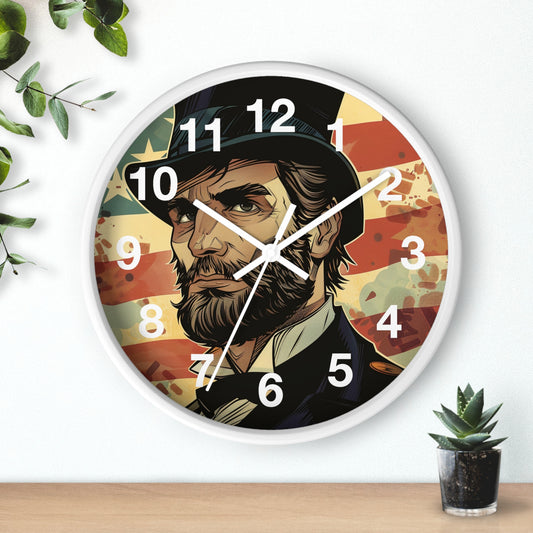 Vintage Grunge Patriot Wall Clock | Revolutionary USA Art | Battery Operated | Founding Fathers Inspired Decor | Bold Patriotic Pride Gift