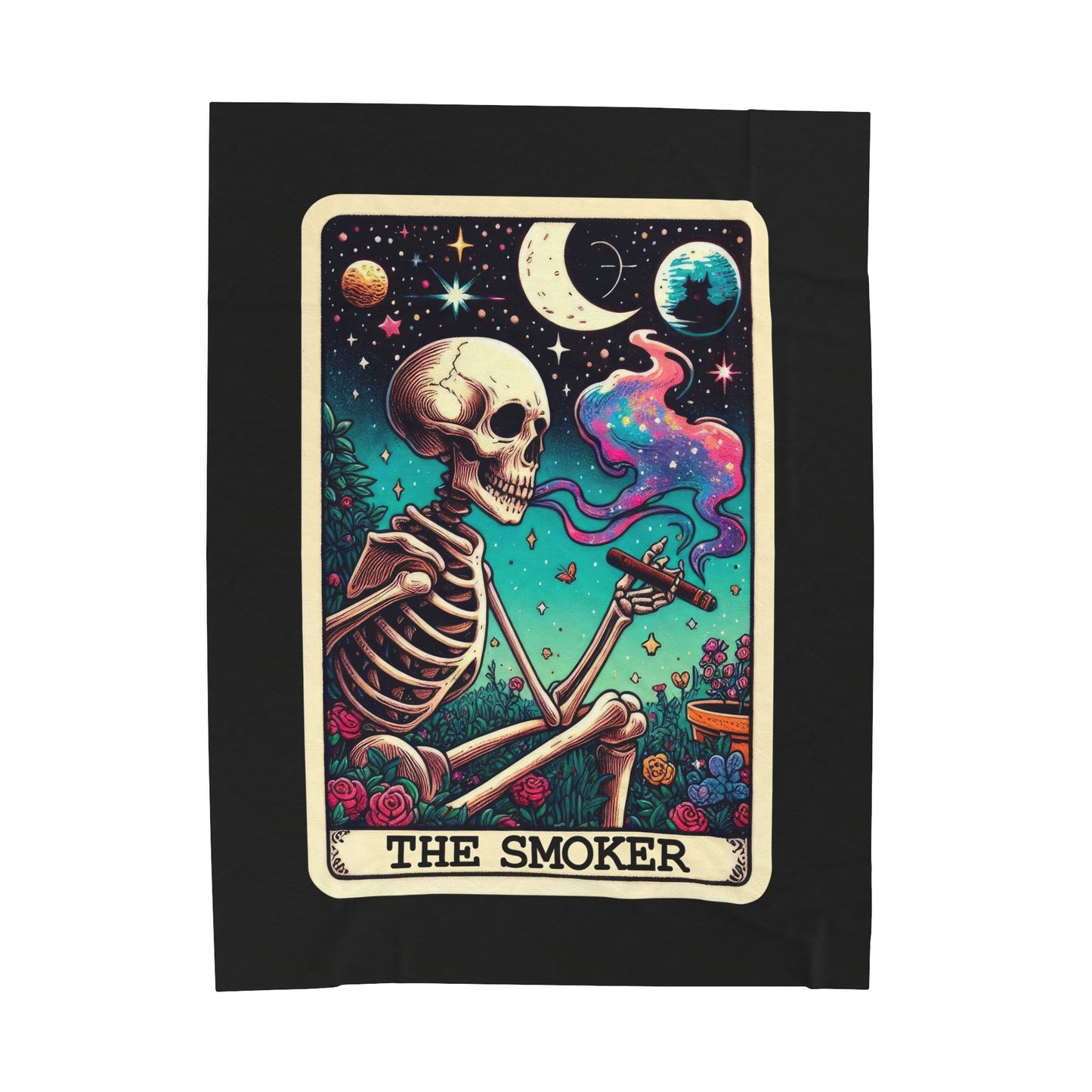 Smoker Tarot Card Velveteen Plush Throw Blanket | Unique Gift for Smokers | Tarot-Inspired Cozy Blanket Smoking Lovers Warm Relaxing Throw