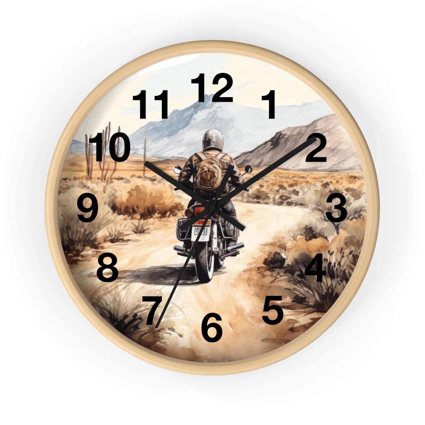 Desert Open Dirt Road Motorcycle Wall Clock | Scenic Biker Decor | Battery Operated | Unique Gift for Motorcycle Enthusiast Motorcycle Decor