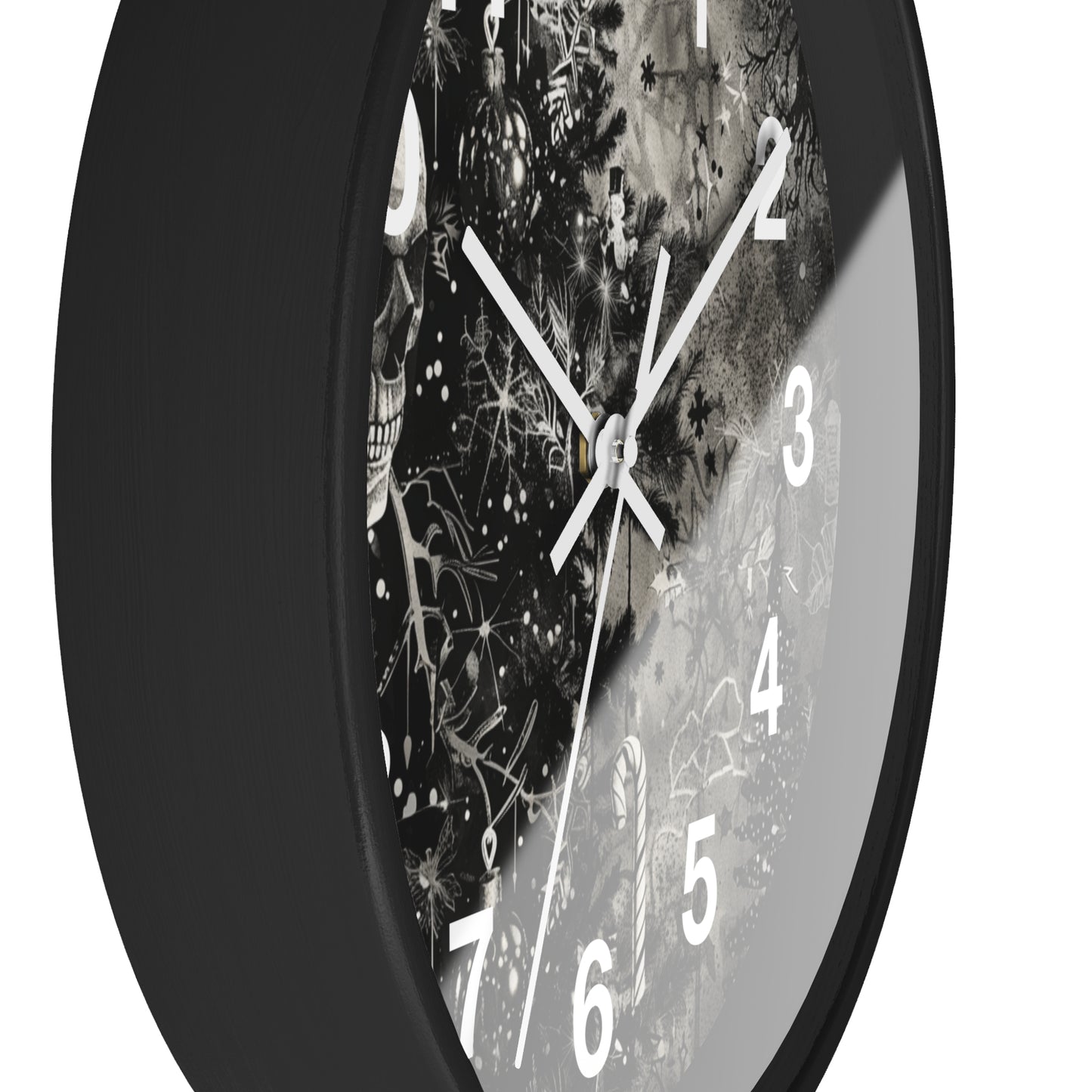 Black & White Christmas Gothic Wall Clock | Unique Holiday Decor | Battery Operated | Dark Spooky Aesthetic | Perfect Gift for Gothic Lovers