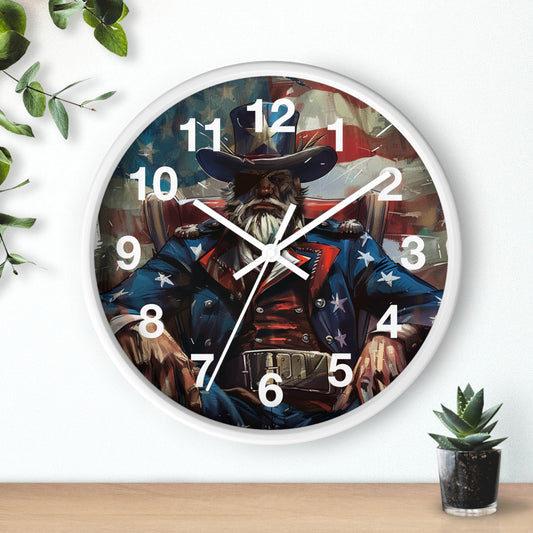 Grunge Patriot Style Wall Clock | USA Rebellion Art | Battery Operated | Patriotic Pride Decor Founding Fathers | Perfect Gift History Buffs