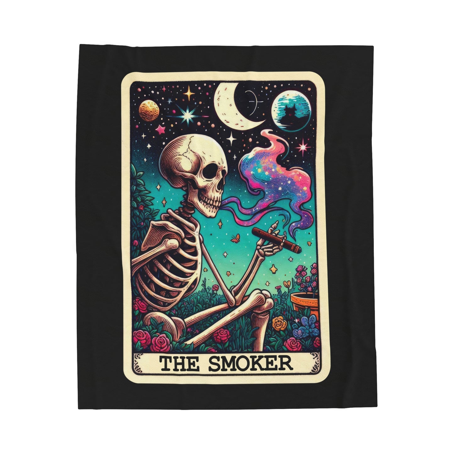 Smoker Tarot Card Velveteen Plush Throw Blanket | Unique Gift for Smokers | Tarot-Inspired Cozy Blanket Smoking Lovers Warm Relaxing Throw