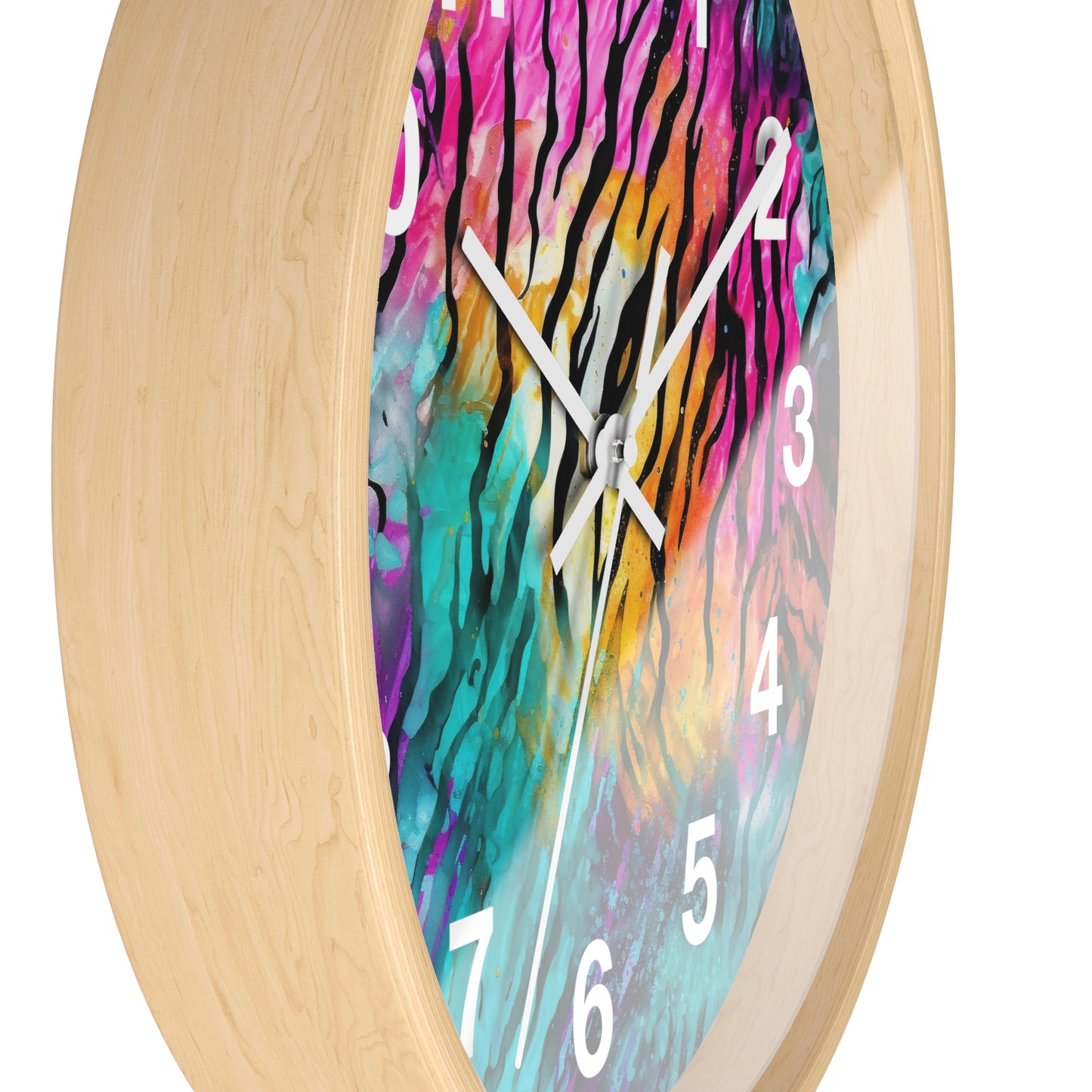 Vibrant Tiger Print Wall Clock | Trippy Wildlife Art | Battery Operated | Unique Teen Room Decor | Perfect Gift for Animal Enthusiasts