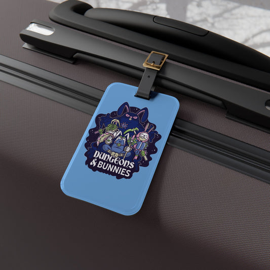 Dungeons and Bunnies Luggage Tag | Funny Bunny Lover Baggage ID | Nerdy Parody Travel Accessory | Fantasy Roleplaying Gift for Rabbit Fans