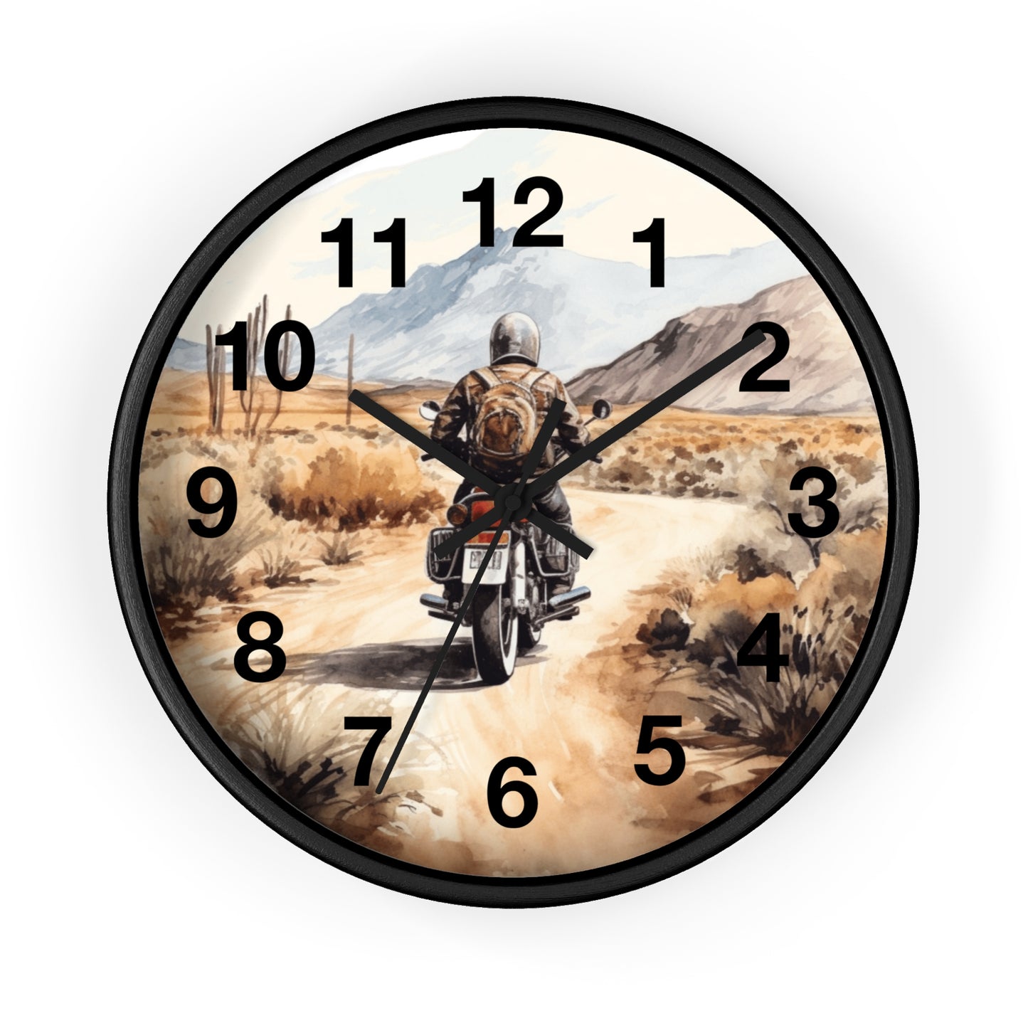 Desert Open Dirt Road Motorcycle Wall Clock | Scenic Biker Decor | Battery Operated | Unique Gift for Motorcycle Enthusiast Motorcycle Decor