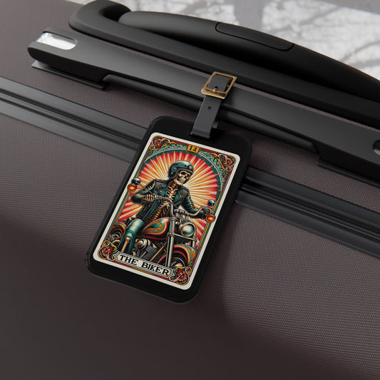 Biker Tarot Card Luggage Tag - Unique Travel Accessory for Motorcycle Riders - Perfect Baggage ID for Bikers & Open Road Adventurers