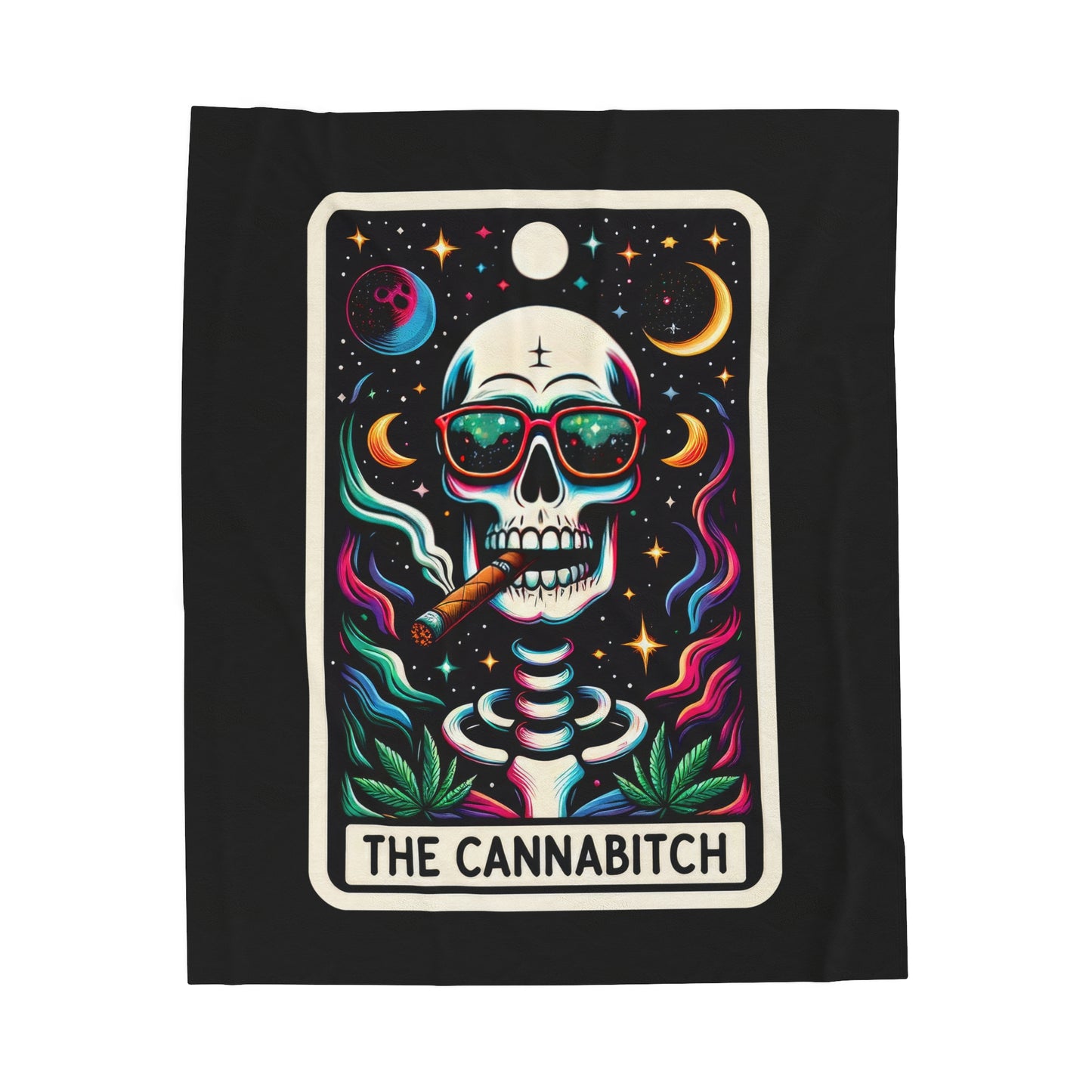 Cannabitch Tarot Card Velveteen Plush Blanket Stoner Throw Blanket Cannabis Lovers Funny Weed Themed Cozy Decor Gift Tarot-Inspired Blanket