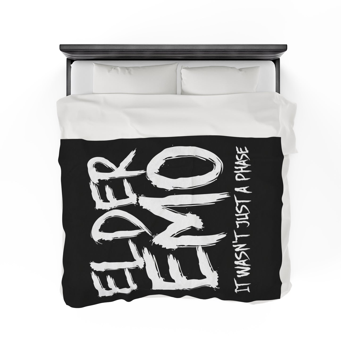 Elder Emo Not Just A Phase Velveteen Plush Throw Blanket White Dark Aesthetic Gift for Goths & Punks | Emo Decor Nostalgic Alternative Decor