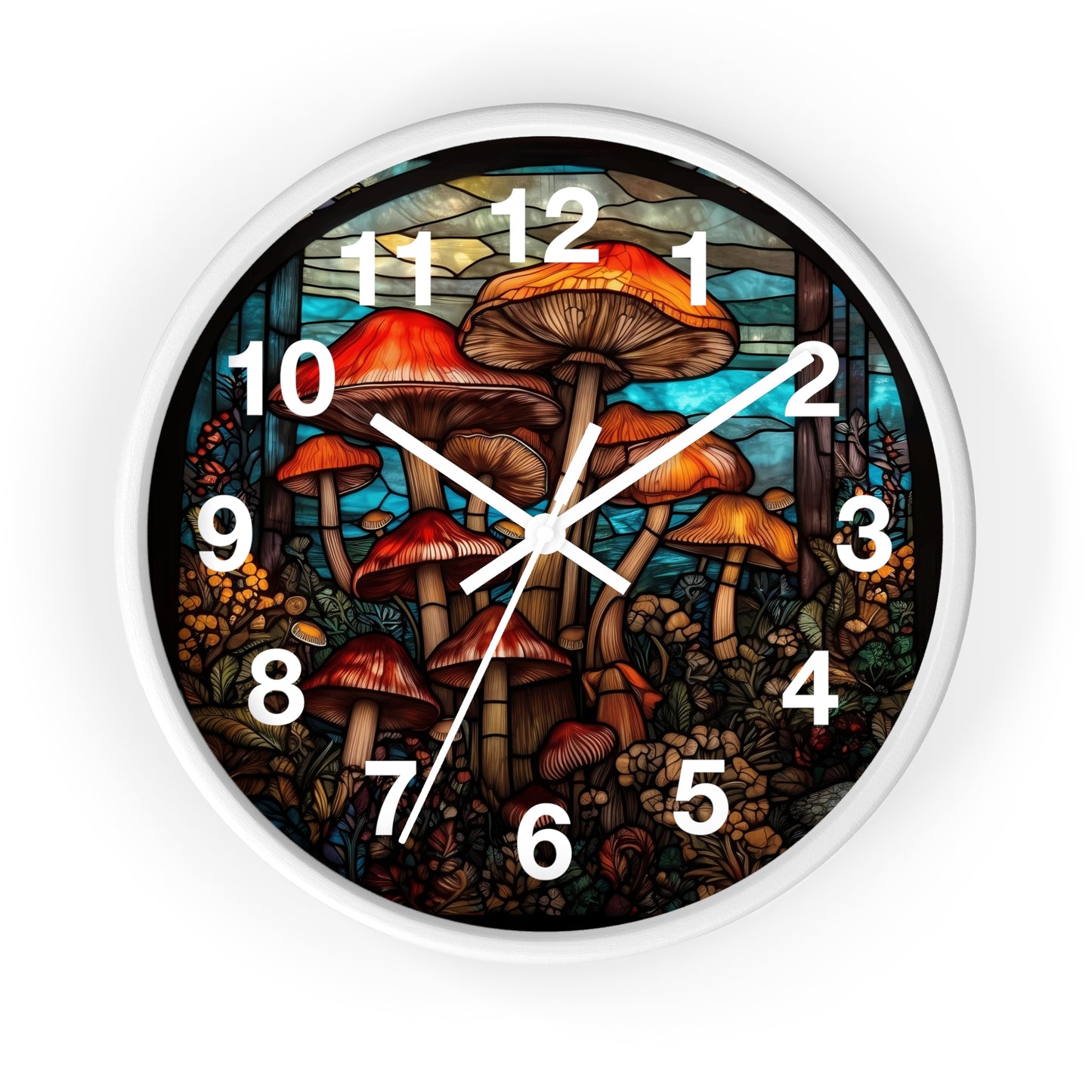 Stained Glass Mushroom Wall Clock | Trippy Rave Shroom Decor | Stain Glass Garden Aesthetic Battery Operated Unique Gift Psychedelic Lovers