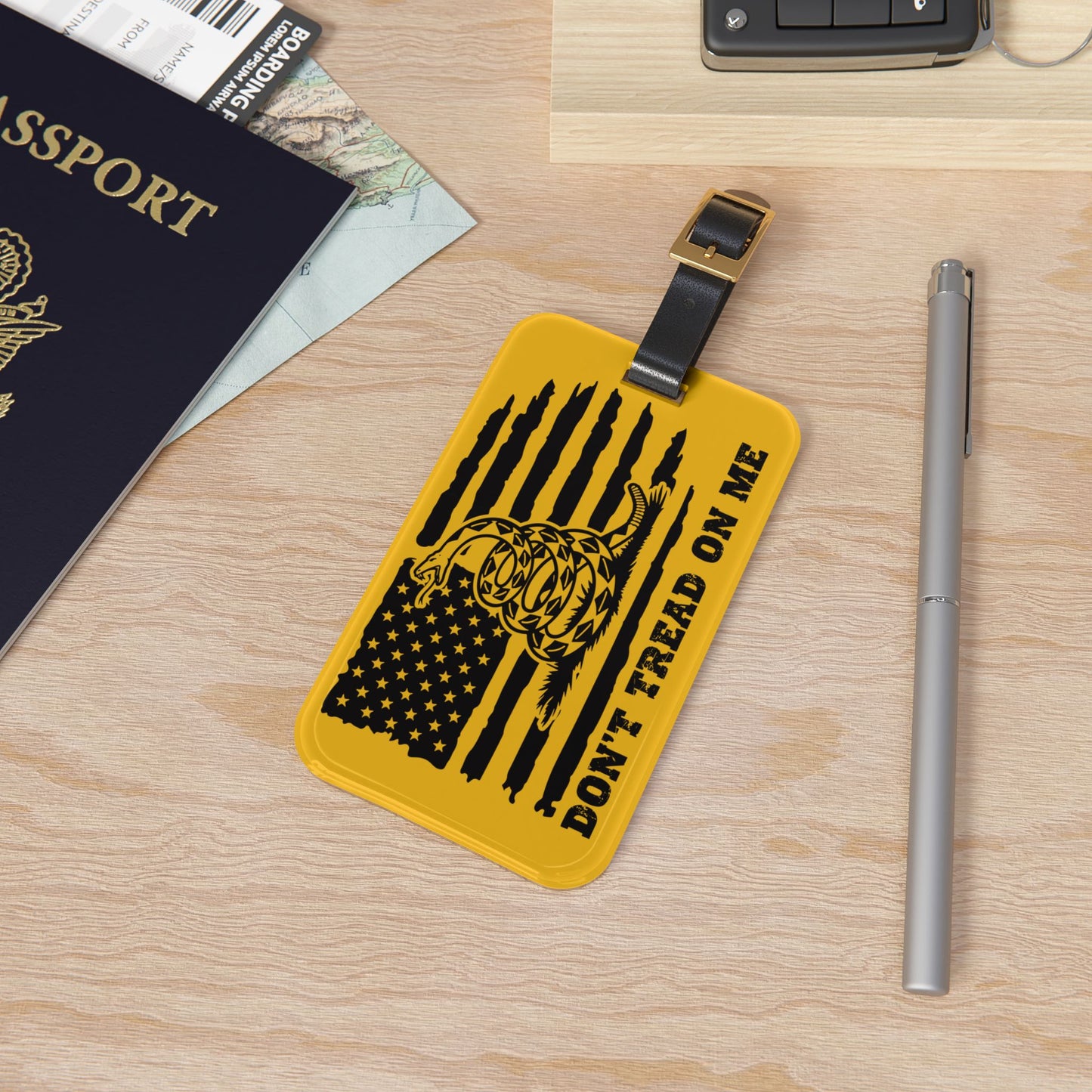 Dont Tread on Me Luggage Tag | Gadsden Flag Baggage ID | Patriotic American Flag Travel Accessory | 2nd Amendment Bear Arms Gift Snake Flag