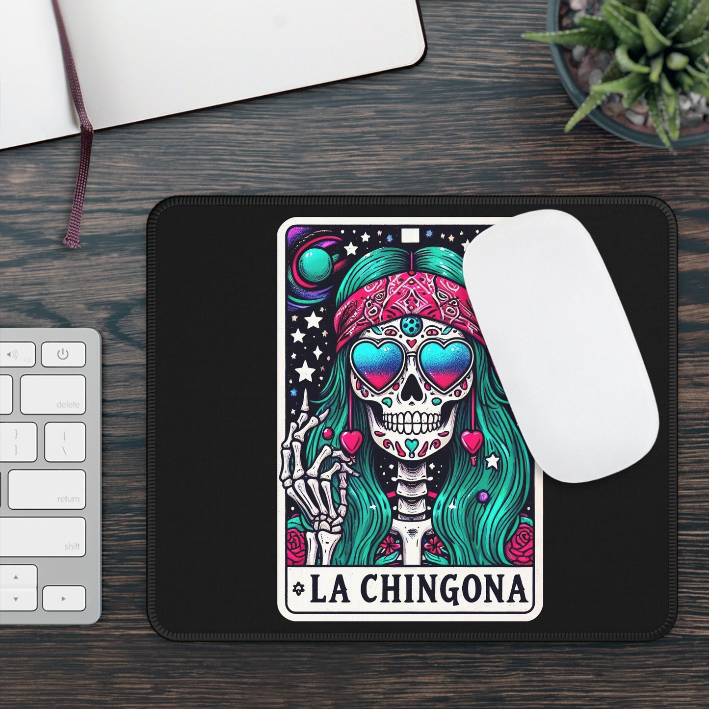 La Chingona Tarot Card Non Slip Mouse Pad | Empowering Office Desk Decor | Strong Women Tarot-Inspired Desk Mat Fierce Latina Desk Accessory