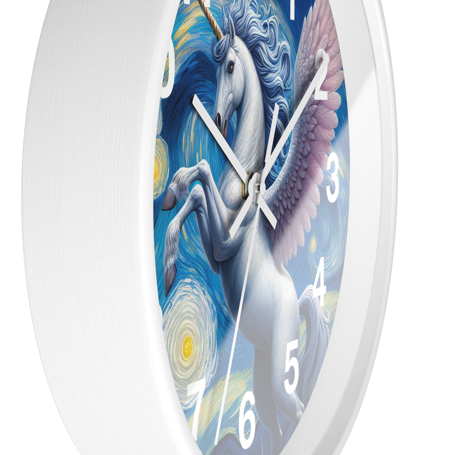 Magical White Unicorn Night Sky Wall Clock | Battery Operated | Starry Night-Inspired Art Perfect Gift Unicorn Lovers Enchanting Wall Decor